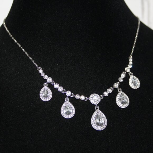 Beautiful silver and CZ necklace by Carolee 16-18" - Picture 1 of 6